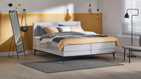 Boxspring Viggo vlak met gestoffeerd matras, oakland grijs