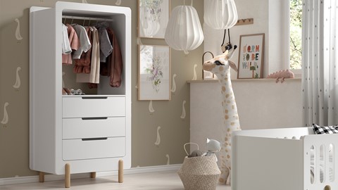 Kast smile met 3 laden, wit