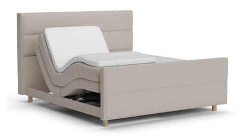 Boxspring Mica soft touch verstelbaar met gestoffeerd matras, beige