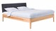 Bed Sky beuken met hoofdbord gecapitonneerd en poot hout, beuk stof grijs