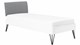 Bed Sky beuken met hoofdbord stof en poot driehoek, wit stof basalt