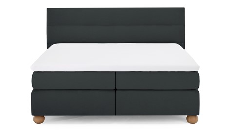 Boxspring Solid Lina vlak met gestoffeerd matras, anthracite