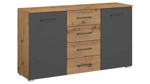 Commode Birmingham met 2 deuren en 4 laden, bruin