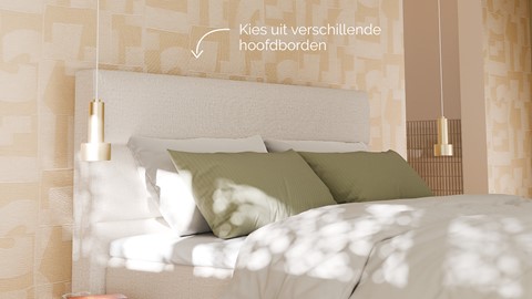 Boxspring Mica soft touch verstelbaar met gestoffeerd matras, beige