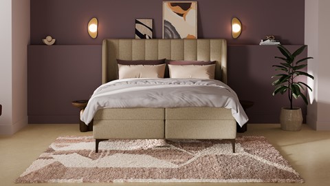 Boxspring Ivory soft teddy vlak met gestoffeerd matras, beige