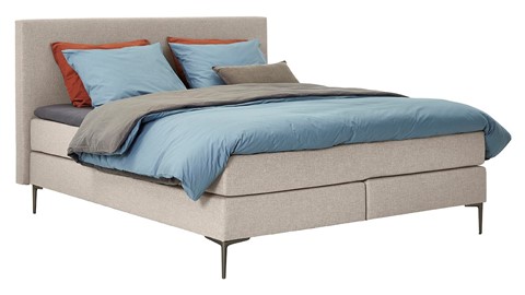 Boxspring Emerald vlak met gestoffeerd matras, khaki