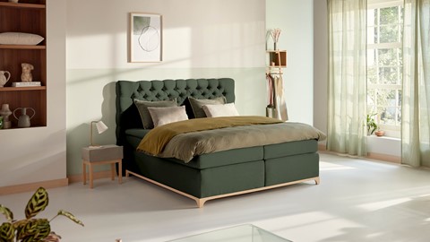 Boxspring Unik Elit vlak met gestoffeerd matras, green