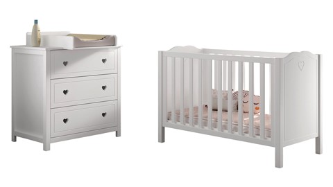 Babyledikant Amori met Commode en opzetstuk, wit