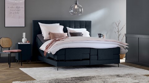 Boxspring Jade verstelbaar met gestoffeerd matras, navy