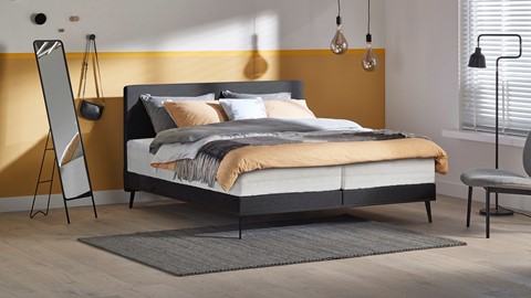 Boxspring Viggo vlak met Silver Pocket Deluxe Foam matras, adore antraciet
