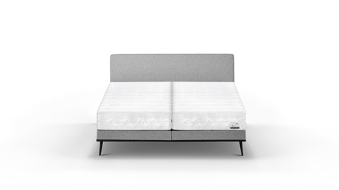 Boxspring Viggo vlak met Silver Pocket Deluxe Foam matras, towel grijs