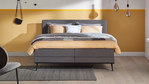 Boxspring Viggo vlak met gestoffeerd matras, towel antraciet