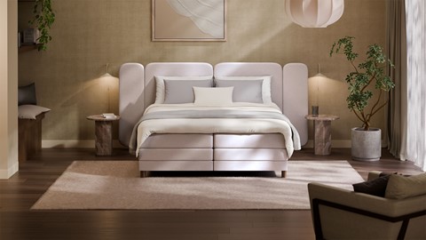 Elektrische boxspring Ridge - Wool look, off-white