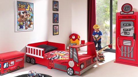 Kleuterbed Fire truck, rood
