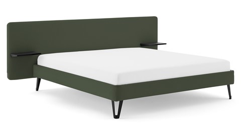 Bed Bädd Forma met Bossflex 400 vlak en gestoffeerd matras, etna green