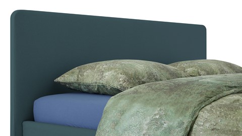 Bed Bädd Skönn met Bossflex 400 vlak en gestoffeerd matras, etna teal