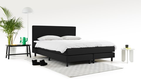 Boxspring Invito vlak met gestoffeerd matras, zwart