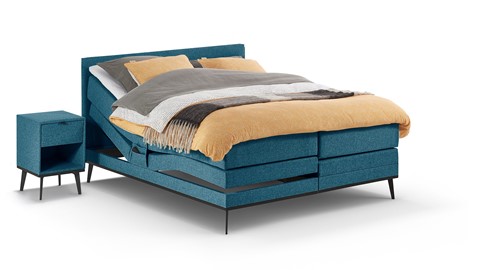 Boxspring Viggo verstelbaar met gestoffeerd matras, oakland  blauw