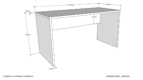 Hoogslaper Londen met nachtkast, bureau en kast, wit