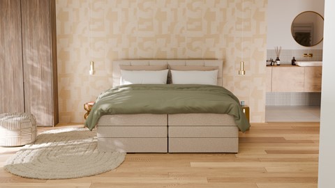 Opbergboxspring Jade - Linen touch, beige