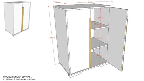 Hoogslaper Londen met nachtkast, bureau en kast, wit