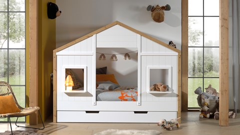 Huisbed 90 met slaaplade Babs, wit