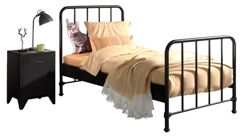Bed Bronxx met nachtkast, zwart