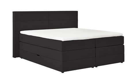 Opbergboxspring Pearl vlak met gestoffeerd matras, charcoal