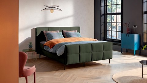 Boxspring Attraktiv Trendik vlak met gestoffeerd matras, green