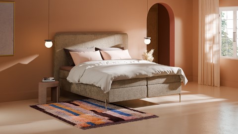 Boxspring Quartz - Velvet motif, taupe