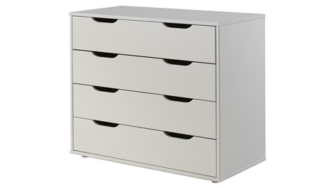 Halfhoogslaper Pino met commode 4 laden, commode 2 deuren, hangtablet en bureau, wit