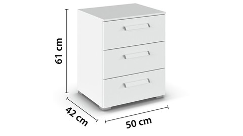 Nachtkast Elba met 3 laden, alpine wit