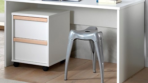 Hoogslaper Londen met nachtkast, bureau en kast, wit