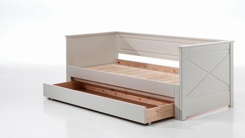 Kajuitbed paneel uitschuifbaar Pino met lade, wit