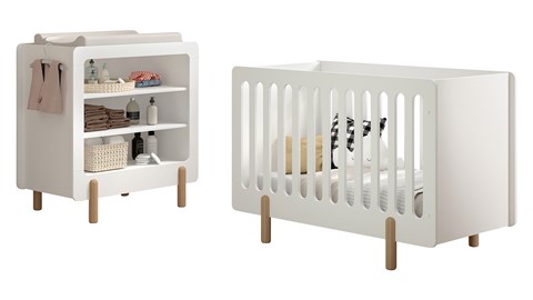 Babyledikant Smile met verzorgingstafel, wit