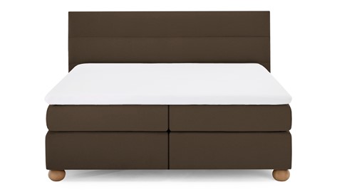 Boxspring Solid Lina vlak met gestoffeerd matras, cappuccino