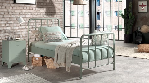 Bed Bronxx met nachtkast, olive