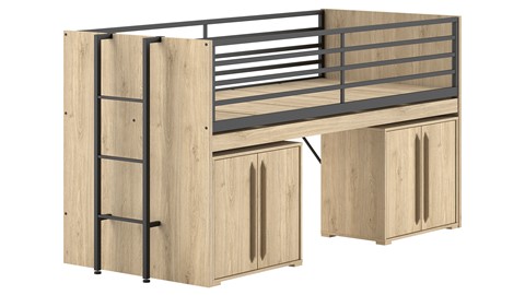 Halfhoogslaper Sam met commode 2 deuren, eik