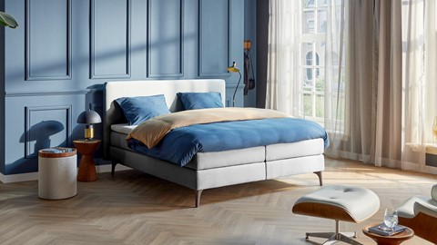 Boxspring Attraktiv Lykka vlak met gestoffeerd matras, light grey