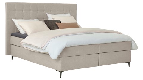 Boxspring Jade vlak met gestoffeerd matras, khaki