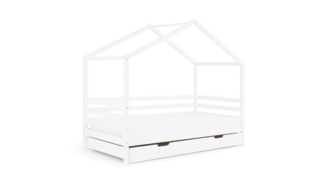 Bedbank James als huis met slaaplade, wit
