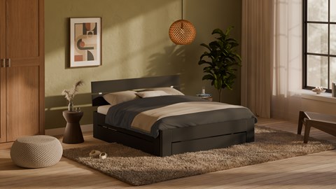 Bed Fresh 500 met hoofdbord en 3 opbergladen, antraciet