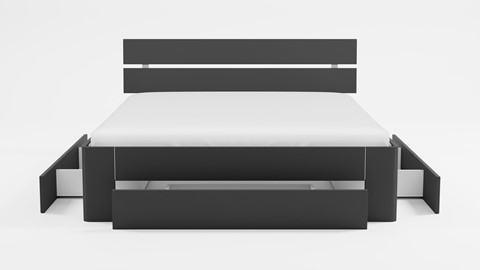 Bed Fresh 500 met hoofdbord en 3 opbergladen, antraciet