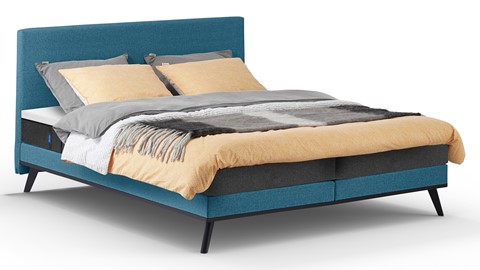 Boxspring Viggo vlak met Emma O2 matras, oakland  blauw