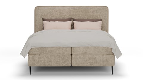 Boxspring Quartz velvet motif vlak met gestoffeerd matras, beige