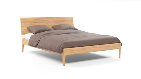 Bed Sky met lattenbodems Bossflex 400 en B Bright Gold Coolmax matrassen, eiken honing