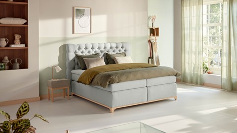 Boxspring Unik Elit vlak met gestoffeerd matras, light grey