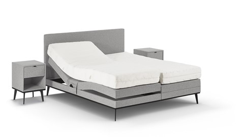 Boxspring Viggo verstelbaar met Silver Pocket Deluxe Foam matras, oakland grijs