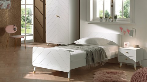 Kinderkamer Billy met nachtkast en 2 deurs draaideurkast, white