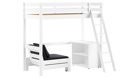 Hoogslaper Pino mezzanine met boekenkast, wit